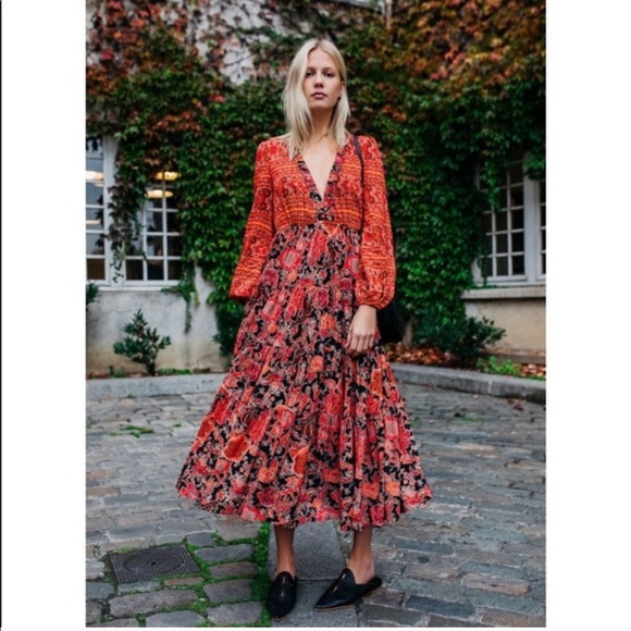 Free People Dove Long Sleeve Maxi Dress 